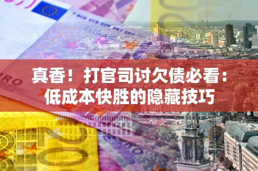武汉真香！打官司讨欠债必看：低成本快胜的隐藏技巧